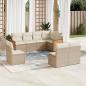 Preview: ARDEBO.de - 8-tlg. Garten-Sofagarnitur mit Kissen Beige Poly Rattan