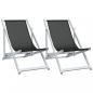 Preview: Strandstühle 2 Stk. Klappbar Schwarz Aluminium und Textilene