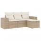 Preview: 4-tlg. Garten-Sofagarnitur mit Kissen Beige Poly Rattan