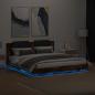 Preview: Bettgestell mit Kopfteil & LED-Leuchten Räuchereiche 160x200 cm