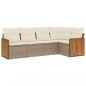 Preview: 5-tlg. Garten-Sofagarnitur mit Kissen Beige Poly Rattan