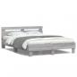Preview: ARDEBO.de - Bettgestell mit Kopfteil LED-Beleuchtung Grau Sonoma 140x190 cm