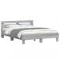 Preview: Bettgestell mit Kopfteil LED-Beleuchtung Grau Sonoma 140x190 cm