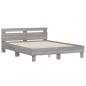 Preview: Bettgestell mit Kopfteil LED-Beleuchtung Grau Sonoma 140x190 cm