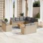 Preview: ARDEBO.de - 12-tlg. Garten-Sofagarnitur mit Kissen Beige Poly Rattan