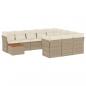 Preview: ARDEBO.de - 11-tlg. Garten-Sofagarnitur mit Kissen Beige Poly Rattan