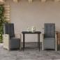Preview: ARDEBO.de - 3-tlg. Bistro-Set mit Kissen Hellgrau Poly Rattan