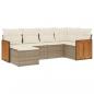 Preview: 6-tlg. Garten-Sofagarnitur mit Kissen Beige Poly Rattan