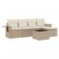 Preview: 6-tlg. Garten-Sofagarnitur mit Kissen Beige Poly Rattan