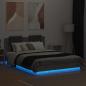 Preview: Bettgestell mit Kopfteil und LED-Leuchten Betongrau 140x200 cm