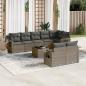 Preview: ARDEBO.de - 9-tlg. Garten-Sofagarnitur mit Kissen Grau Poly Rattan