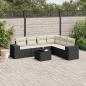 Preview: ARDEBO.de - 7-tlg. Garten-Sofagarnitur mit Kissen Schwarz Poly Rattan