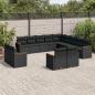 Preview: ARDEBO.de - 13-tlg. Garten-Sofagarnitur mit Kissen Schwarz Poly Rattan