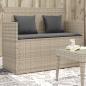Preview: ARDEBO.de - Gartenbank mit Kissen Hellgrau Poly Rattan