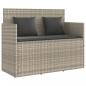 Preview: Gartenbank mit Kissen Hellgrau Poly Rattan
