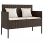 Preview: Gartenbank mit Kissen Braun Poly Rattan