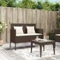 Preview: Gartenbank mit Kissen Braun Poly Rattan