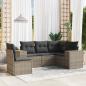 Preview: ARDEBO.de - 5-tlg. Garten-Sofagarnitur mit Kissen Grau Poly Rattan