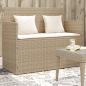 Preview: ARDEBO.de - Gartenbank mit Kissen Beige Poly Rattan