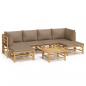Preview: 7-tlg. Garten-Lounge-Set mit Taupe Kissen Bambus