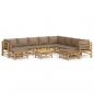 Preview: 11-tlg. Garten-Lounge-Set mit Kissen Taupe Bambus