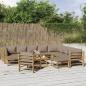 Preview: ARDEBO.de - 12-tlg. Garten-Lounge-Set mit Kissen Taupe Bambus