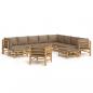 Preview: 12-tlg. Garten-Lounge-Set mit Kissen Taupe Bambus