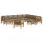 Preview: 12-tlg. Garten-Lounge-Set mit Kissen Taupe Bambus