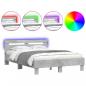 Preview: Bettgestell mit Kopfteil LED-Beleuchtung Betongrau 135x190 cm