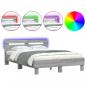 Preview: Bettgestell mit Kopfteil LED-Beleuchtung Grau Sonoma 120x190 cm