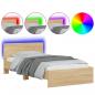 Preview: Bettgestell mit Kopfteil & LED-Leuchten Sonoma-Eiche 100x200 cm
