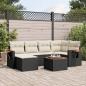 Preview: ARDEBO.de - 7-tlg. Garten-Sofagarnitur mit Kissen Schwarz Poly Rattan