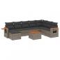 Preview: 9-tlg. Garten-Sofagarnitur mit Kissen Grau Poly Rattan