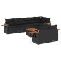 Preview: 9-tlg. Garten-Sofagarnitur mit Kissen Schwarz Poly Rattan