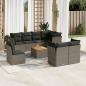 Preview: ARDEBO.de - 9-tlg. Garten-Sofagarnitur mit Kissen Grau Poly Rattan