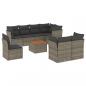 Preview: 9-tlg. Garten-Sofagarnitur mit Kissen Grau Poly Rattan