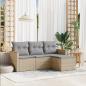 Preview: ARDEBO.de - 4-tlg. Garten-Sofagarnitur mit Kissen Beige Poly Rattan