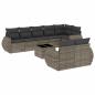 Preview: 9-tlg. Garten-Sofagarnitur mit Kissen Grau Poly Rattan