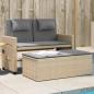 Preview: ARDEBO.de - Gartenbank Verstellbar mit Kissen Beige Poly Rattan