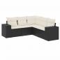 Preview: 5-tlg. Garten-Sofagarnitur mit Kissen Schwarz Poly Rattan