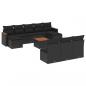 Preview: 11-tlg. Garten-Sofagarnitur mit Kissen Schwarz Poly Rattan