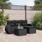 Preview: ARDEBO.de - 5-tlg. Garten-Sofagarnitur mit Kissen Schwarz Poly Rattan