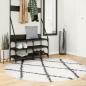 Preview: ARDEBO.de - Teppich Shaggy Hochflor Modern Creme und Schwarz Ø 160 cm