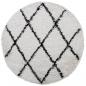 Preview: Teppich Shaggy Hochflor Modern Creme und Schwarz Ø 160 cm