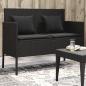 Preview: ARDEBO.de - Gartenbank mit Kissen Schwarz Poly Rattan