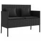 Preview: Gartenbank mit Kissen Schwarz Poly Rattan