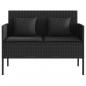 Preview: Gartenbank mit Kissen Schwarz Poly Rattan
