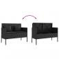 Preview: Gartenbank mit Kissen Schwarz Poly Rattan
