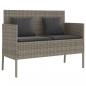 Preview: Gartenbank mit Kissen Grau Poly Rattan