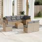 Preview: ARDEBO.de - 9-tlg. Garten-Sofagarnitur mit Kissen Beige Poly Rattan